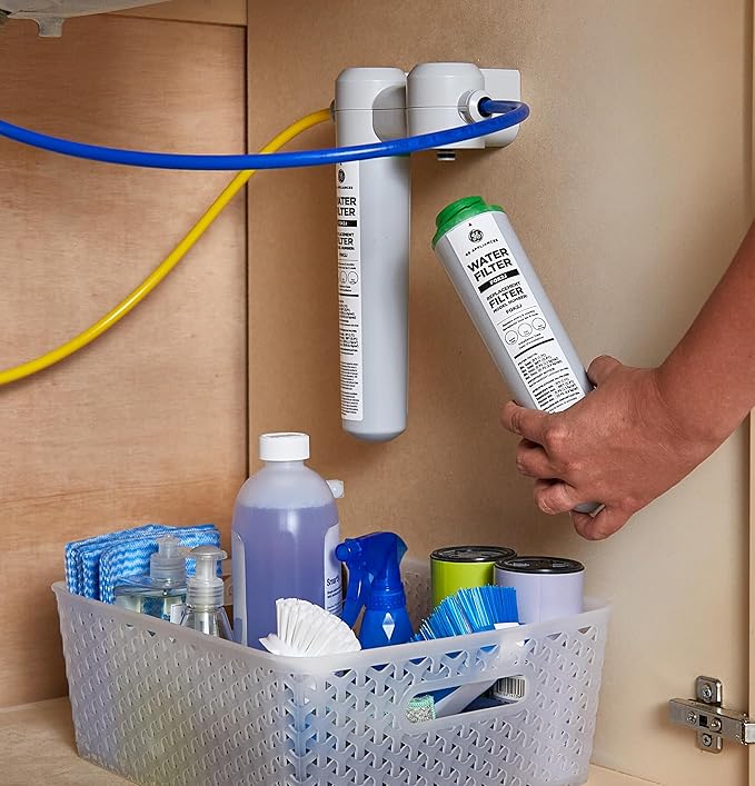 GE Under Sink Water Filter Replacement, Dual Flow, Reduces Sediment, Rust & Other Impurities from Water, Fits GXK255TBN Under Sink Filtration System, Replace Every 6 Months, FQK2J, 2 Filters