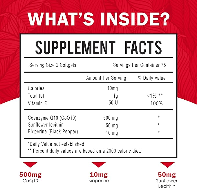 Dr. JOEL'S MOM Nutrix CoQ10 500mg – Cellular Energy Production Support – Best Absorption with Bioperine – 150 Softgels – Made in USA