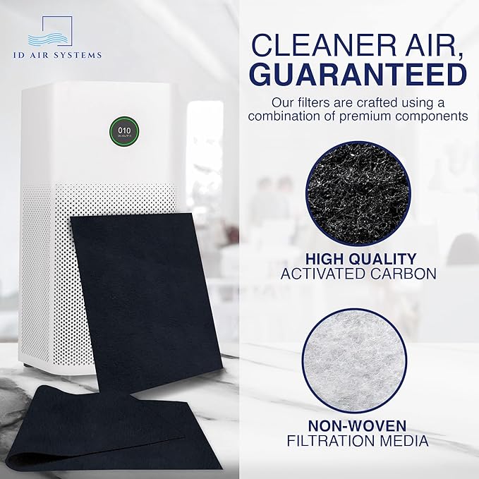 Cut To Fit Air Filter - Carbon Pad Pre Filter for Air Purifiers, AC, Furnace, Trash Cans and Dust, 1/6" thick, 16" x 48" Sheets (2-pack)