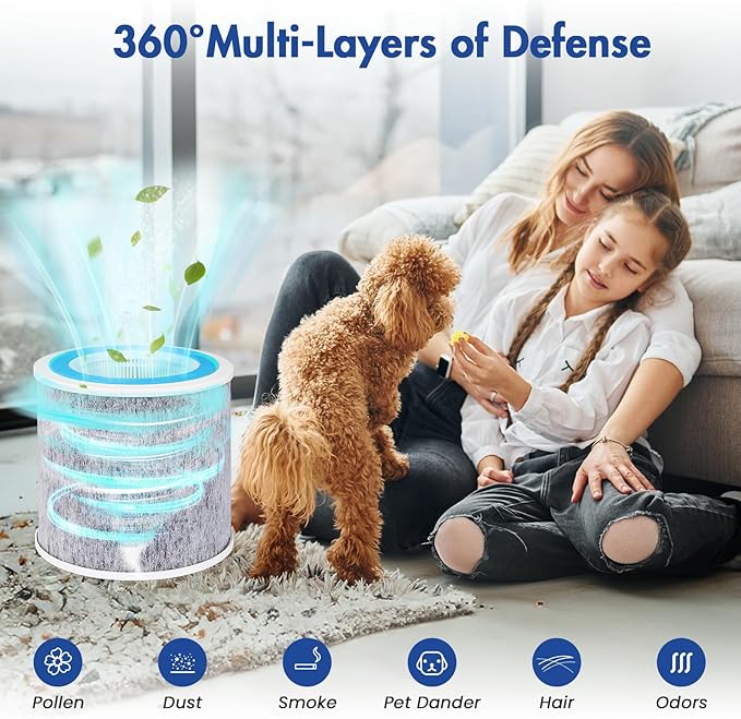 2 Pack HP102 Replacement Filter Compatible with Shark HP100 HP130 HP132 HP152 HC450 HC451 HC452 HC455 Air Purifier, H13 True HEPA,Compare Part # HE1FKPET, HE1FKBAS