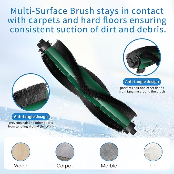 Replacement Parts Compatible with Irobot Roomba Essential Vacuum 104 105 Vac/Combo Accessory Y0110 Y0140 Q011 Q0120 Q0520 Includes 1 Brush Roller & 6 Side Brush & 6 Hepa Filters