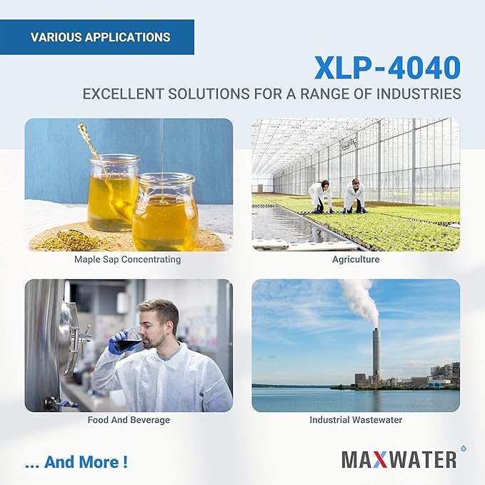 Max Water XLP-4040 Reverse Osmosis 4" x 40" RO Membrane, 2300 GPD | XLP 4040 For Water Purification Desalination Commercial, Industrial, Agricultural | Compatible With Dow Filmtec XLE-4040, HF4-4040