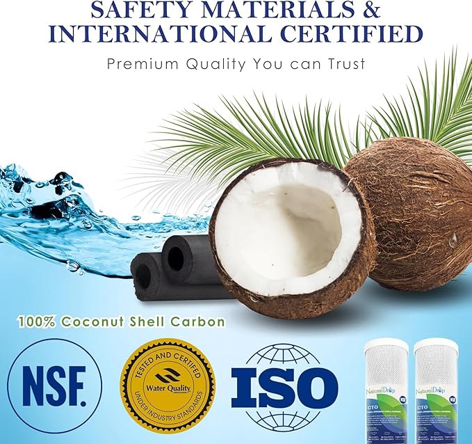 NSF Certified 5 Stage Reverse Osmosis RO Water Filters Replacement Set 100 GPD RO Membrane Standard 10 Inch Inline Water Filter with 1/4-Inch Quick-Connect