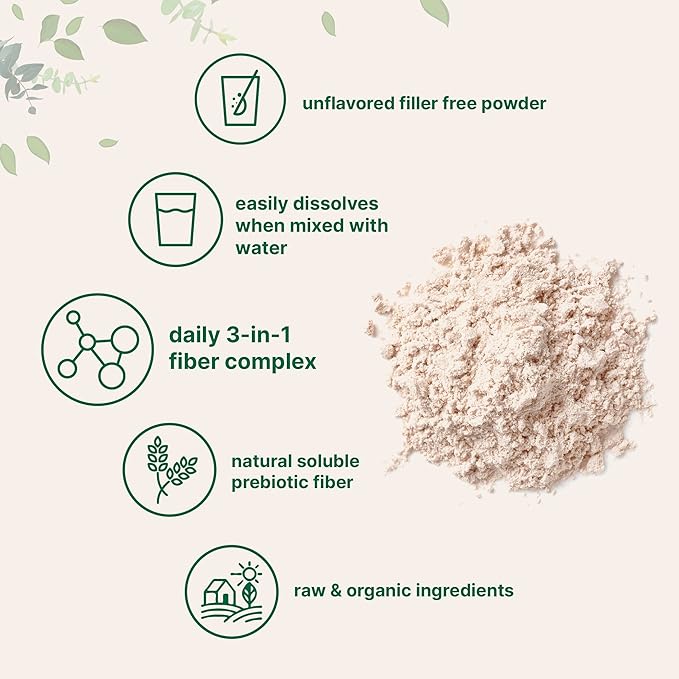 Micro Ingredients Organic Triple Fiber Powder, 2lb | Natural Prebiotic to Support Digestive & Gut Health | Soluble, Easily Digestible | Unflavored, Vegan