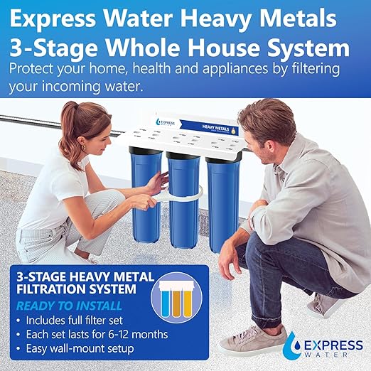 Whole House Water Filter System| Heavy Metal| 3 Stage Water Purifier Whole Home, Top-Tier Heavy Metal Filter Produces Overachieving H2O, Specially Targets Lead, Arsenic, Chromium, Reduces Chlorine
