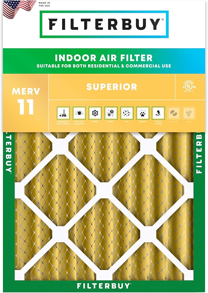 Filterbuy 24x25x4 Air Filter MERV 11 (MPR 1200) Allergen Defense Replacement (1-Pack), Electrostatic Pleated HVAC AC Furnace Filters, Made in USA (Actual Size: 23.75 x 24.75 x 3.63)