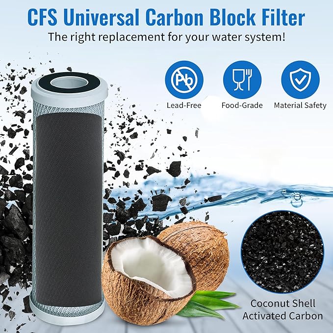 2-Pack Replacement for WaterPur CCI-10-CLW Granular Activated Carbon Filter - Universal 10-inch Cartridge for WaterPur Clear Water Filter Housing