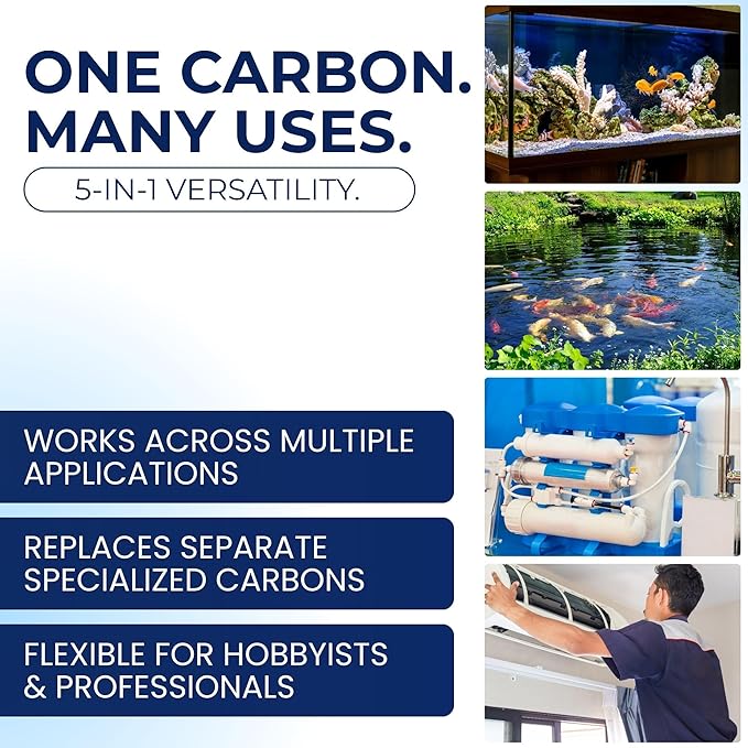 IPW Industries Inc. Bulk Activated Carbon for Aquarium & Water Filtration, 4x8 Mesh Coconut Shell Charcoal, Granular Activated Charcoal Water Filter, Replacement Carbon Water Filter Media - (5 Lbs)