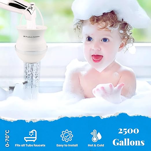 Bath Filter for Tub,10-Stage Water Filter with 2,500 Gallons Capacity,Removes Chlorine, Fluoride & Heavy Metals,Hard Water Softener,Improves Skin, Hair & Nails,BPA-Free, Easy to Install