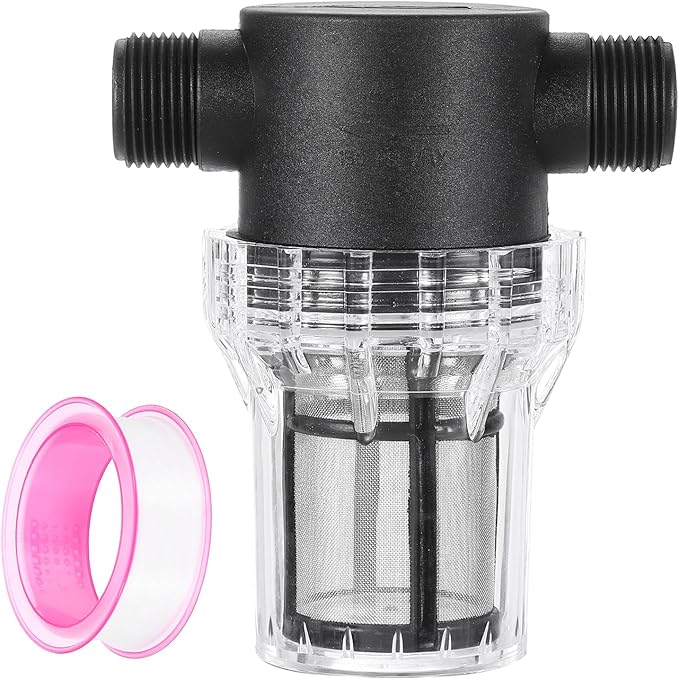 uxcell Pressure Washer Filter 3/4" NPT Female Thread, Inline Mesh Strainer Attachment, Stainless Steel Screen with Sealant Tape for Gardening Inlet Water (Size:100 Mesh)