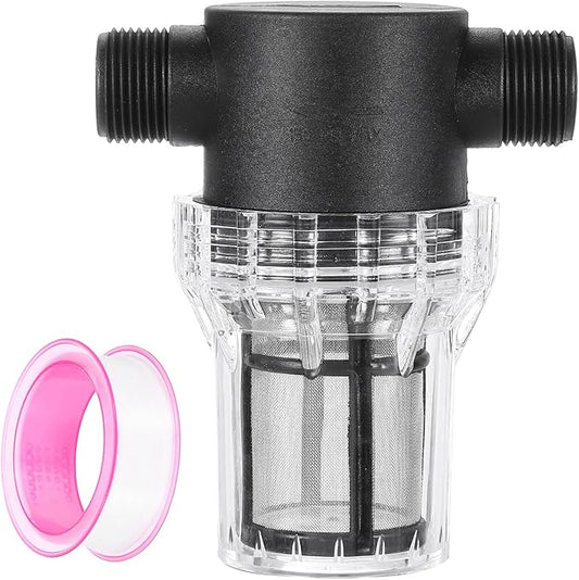uxcell Pressure Washer Filter 3/4" NPT Female Thread, Inline Mesh Strainer Attachment, Stainless Steel Screen with Sealant Tape for Gardening Inlet Water (Size:100 Mesh)