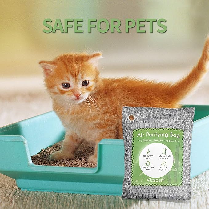 12 Pack Bamboo Charcoal Air Purifying Bag, Activated Charcoal Bags Odor Absorber, Moisture Absorber, Natural Car Air Freshener, Shoe Deodorizer, Odor Eliminators For Home, Pet, Closet (8x50g, 4x200g)