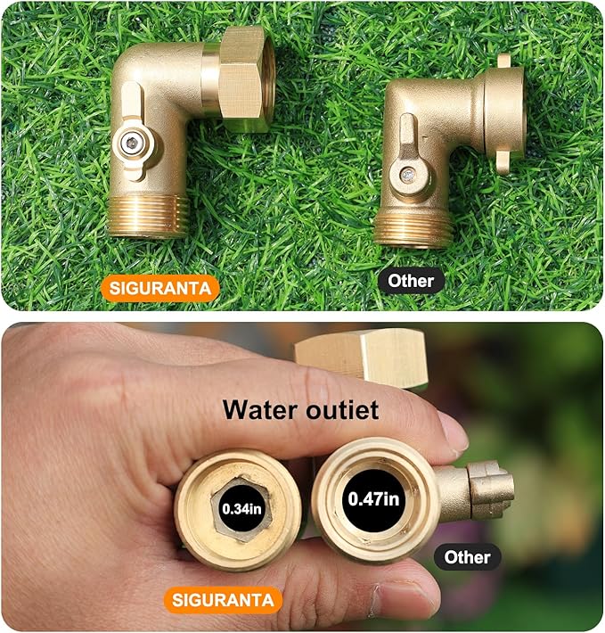 Garden Hose Angle Valve 90 Degree Brass Extender Solid 3/4 Inch Hose Elbow with Switch Adapter (90° switch elbow 4PSC)