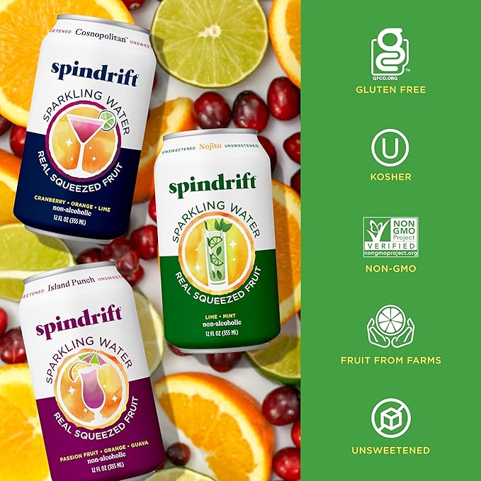 Spindrift Mocktail Variety Pack Can 12 Ounce (Pack of 24)