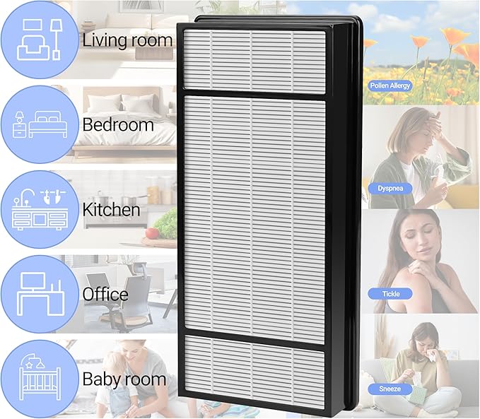 3 HEPA + 6 Carbon Filter Compatible with Honeywell H Filter, True HEPA Replacement Filter H Compatible with Honeywell HRF-H1, HRF-H2, Fits Model HPA050, HPA150, HPA060, HPA160, HHT055, HHT155