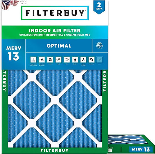 Filterbuy 24x28x1 Air Filter MERV 13 (MPR 1900) Health Defense Replacement (2-Pack), Electrostatic Pleated HVAC AC Furnace Filters, Made in USA (Actual Size: 23.50 x 27.50 x 0.75)