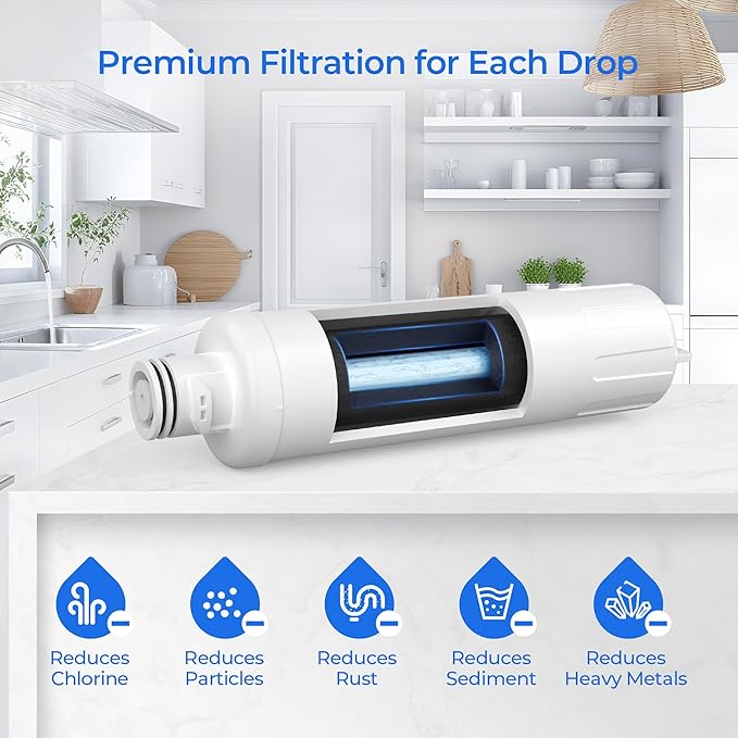 MIWF6200 Water Filter, Compatible with Midea MRS26D5AST, MF-2008-R2, Sharp SJWF200, SJG2254FS, Thor Kitchen WF200, Zline MIWFT2100, RFM-W-36, Insignia NS-WF26SS0-1 Models (3 Pack)