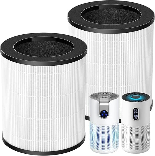 2 Pack M03 Filter Replacement Compatible with MOOKA M03 & B-D03 Air Purifi-er for Home Large Room up to 1500 ft², 3-in-1 HEPA filter with High-Efficiency Activated Carbon filter