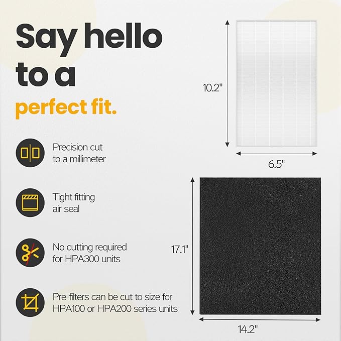 HPA300 HEPA Filter Replacement Compatible with Honeywell Air Purifier HPA300 Series, HPA300, HPA304, HPA8350, HPA300VP, HPA3300b, HPA5300, Pack of 6 HEPA R and 8 Pre filters A HRF-AP1