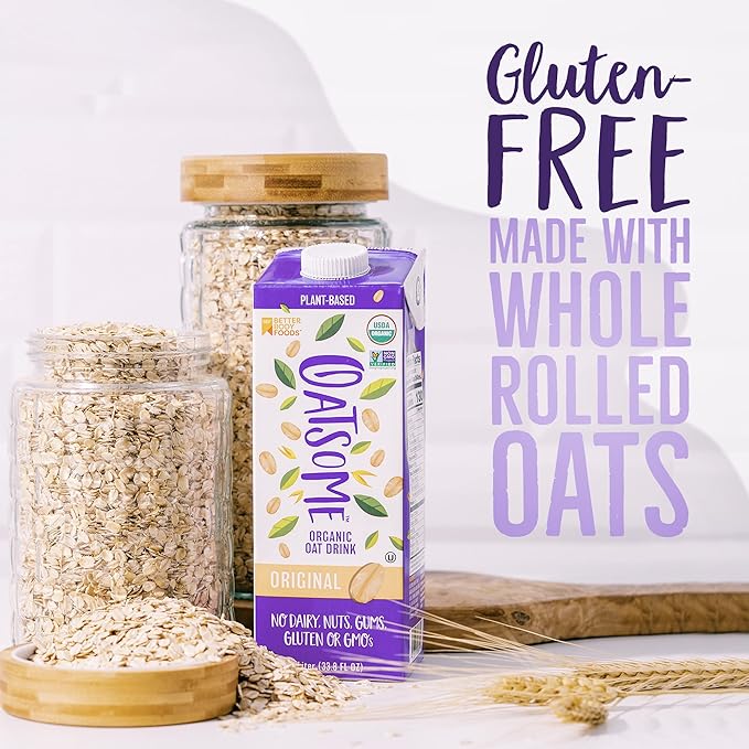 Oatsome Organic Oat Milk, 1-Liter Cartons, 6 Count, Regular, 202.86 Fl Oz (Pack of 2)