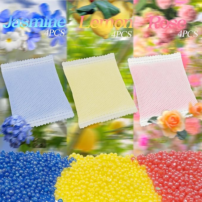 12 Pack Odor Remover Refills Compatible with Whisker OdorTrap Pod, Cat Toilet Odor Eliminates Deodorant for Litter-Robot and Traditional Litter Boxes (4* Jasmine + 4* Rose + 4* Lemon)