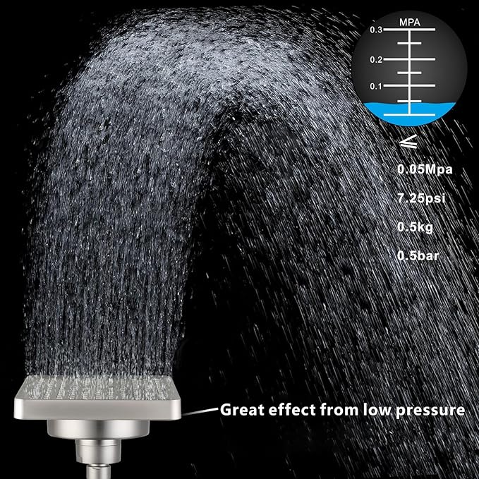 High Pressure Rain Shower Head with Filtered - 6" Square Showerhead Filter for Remove Chlorine and Harmful Substances, Improve Hair and Skin Problems, Brushed Nickel