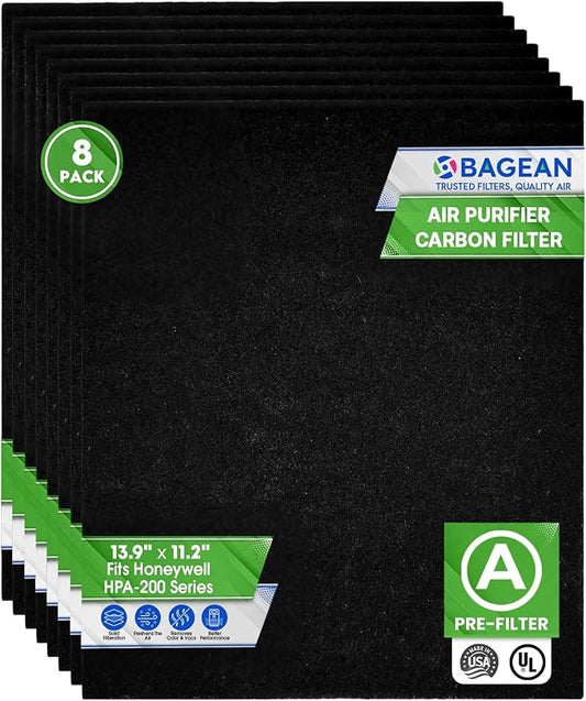 Bagean Activated Carbon Pre Filter A Replacement - Compatible with Honeywell HPA200 Air Purifier Series - Fits Honeywell HPA200 Prefilter A - Air Filters Absorb Odors and Freshen Your Home (8-Pack)