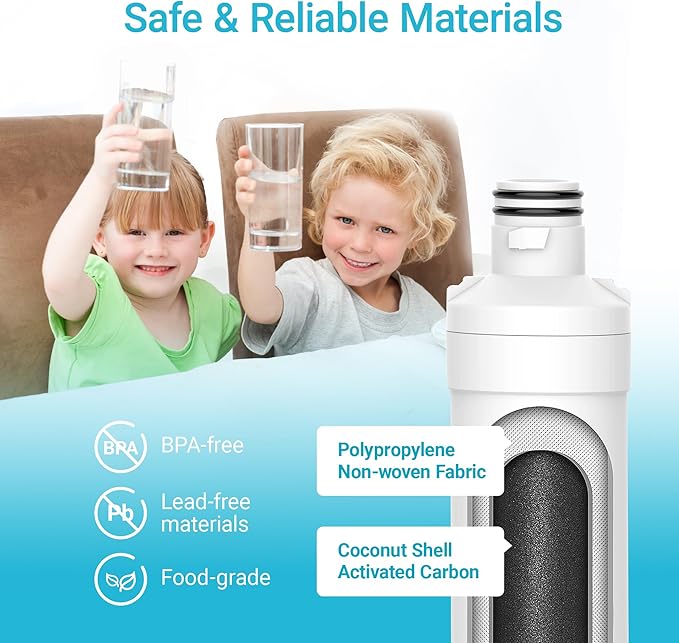 AQUA CREST LT1000PC ADQ747935 MDJ64844601 Refrigerator Water Filter, Replacement for LG® LT1000P®, LT1000PC, LT1000PCS, ADQ74793501, ADQ74793502, LFXS26973S, Kenmore 469980, 9980, 3 Filters