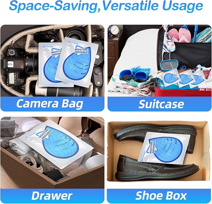 100 Gram 20 Packs Moisture Absorbers, Dehumidifier Bags for Bathrooms, Basements, Rvs, Humidity Packets for Closet