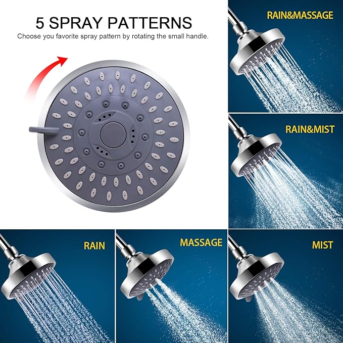 FEELSO Shower Head and 15 Stage Shower Filter Combo, High Pressure 5 Spray Settings Filtered Showerhead with Water Softener Filter Cartridge for Hard Water Remove Chlorine and Harmful Substances