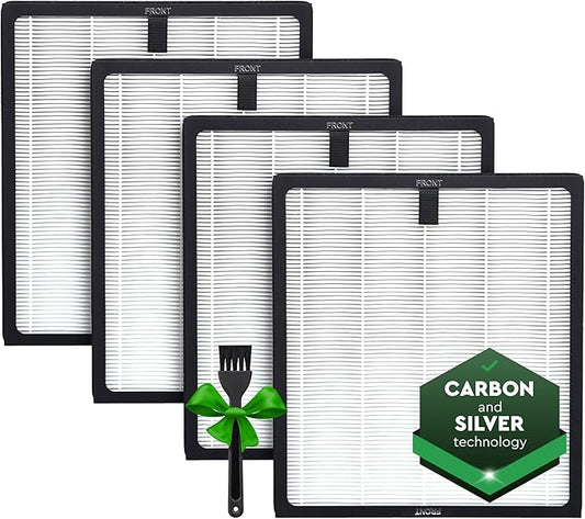 HY4866 Air Purifier Replacement Filter - 4 Pack Compatible with MORENTO, WESTHEY HY4866, YIOU M1 - True HEPA Filter, 4 Stage Filtration, Carbon & Silver Technology