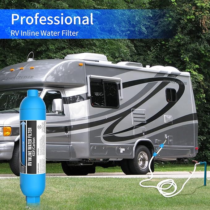 Lifefilter RV Inline Marine Water Filter, Reduces Chlorine, Bad Taste, Odor for RVs,NSF Certified with Flexible Hose Protector (Pack of 3)