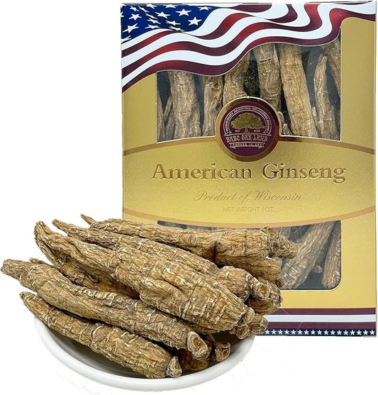 Wisconsin American Ginseng, American Wisconsin Ginsengss Slices Root 西洋参/花旗参 Energy for Men & Women Ginseng in Soup, Tea Smoothies 4 Ounce Box of 1 Medium Long-Branch