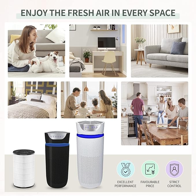 [Upgraded] AP-T45 AP-T40FL Replacement Filter Compatible with 1461901 HoMedics Filter Replacement AP-T45 AP-T40 AP-T40WT AP-T45WT w/Premium Filtration Material and Carbon, 2-Packs