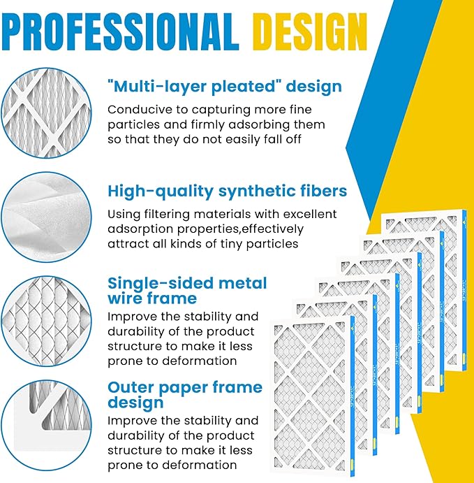 12x20x1 Air Filter,MERV 8,Furnace Air Filter for HVAC,Dust Defense-6packs by MIFLUS