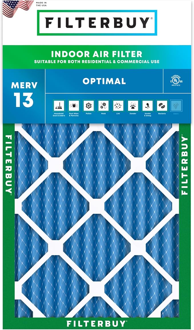 Filterbuy 20x30x2 Air Filter MERV 13 (MPR 1900) Health Defense Replacement (1-Pack), Electrostatic Pleated HVAC AC Furnace Filters, Made in USA (Actual Size: 19.75 x 29.75 x 1.75)