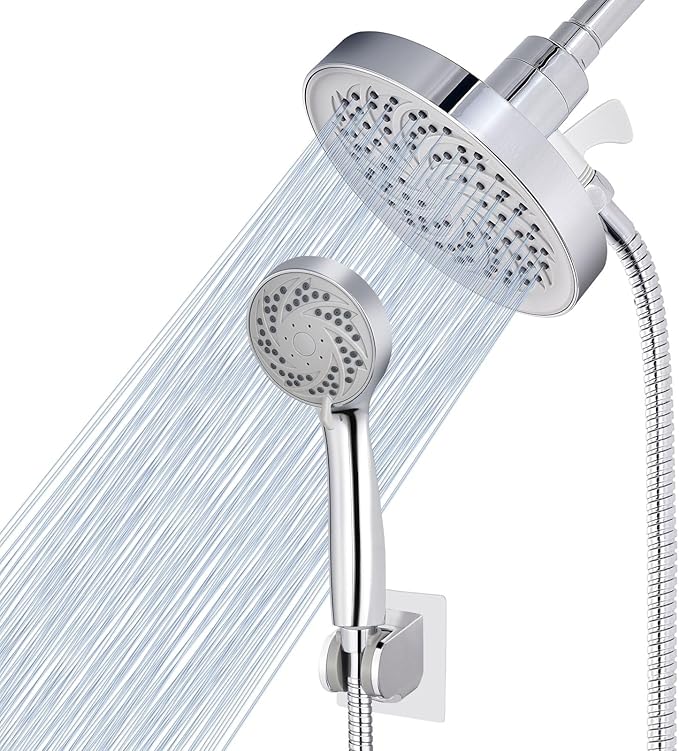 Rain Shower Head with Handheld, High Pressure Rainfall Showerhead and 3 Settings Hand held Spray Combo with Detachable Hose (Chrome)