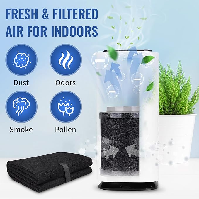 CFS – Pack of 1, Universal Cut to Fit Carbon Pre-Filter Pad Roll for Air Purifiers, Range Hood, Furnace Filters, & Air Conditioner Filters – Fresh Air for Indoor – Charcoal Air Filter Sheet – 12"x12"