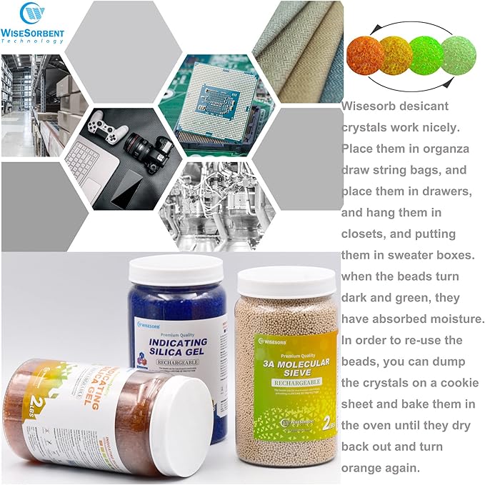 2lbs Premium Orange Silica Gel Desiccant Beads(Industry Standard 2-4 mm) - Rechargeable & Indicating Silica Gel Beads