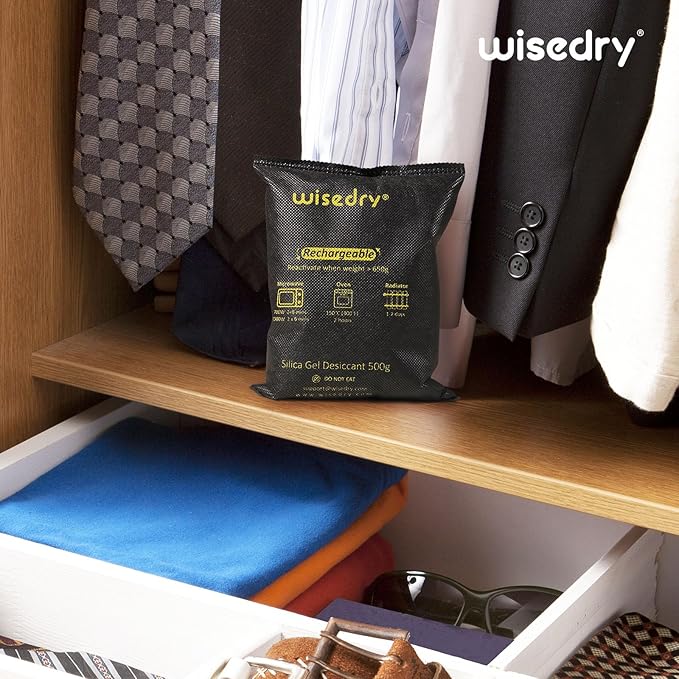 wisedry 10 x 500 Grams [11 lbs] Rechargeable Silica Gel Car Dehumidifier, Microwave Fast Reactivated Desiccant Packets Large for Gun Safe Closet Basement Garage Storage Moisture Absorber Bag Reusable