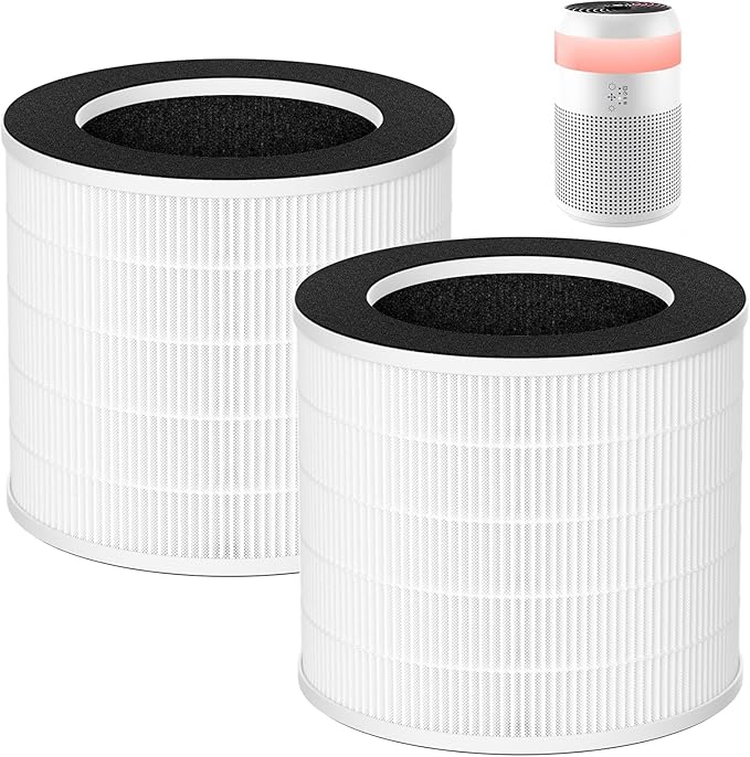 2 Pack Demi Filter Replacement, Compatible with Afloia Demi Air Purifier, HEPA 360° 3-Stage Filtration, Works for Hair Pet Dander, Odor, Dust Smoke, Pollen