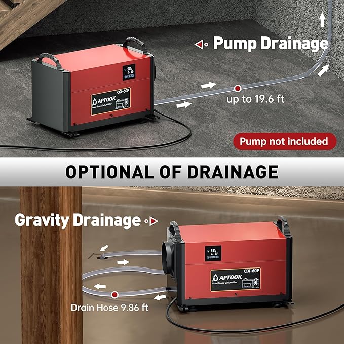 110 Pints Commercial Dehumidifiers for Crawl Spaces & Basement,Under House,Warehouse & Job Sites, Crawl Space Dehumidifier with Drain Hose, Remote Control, Auto Defrost, Humidity Control, CSA Listed