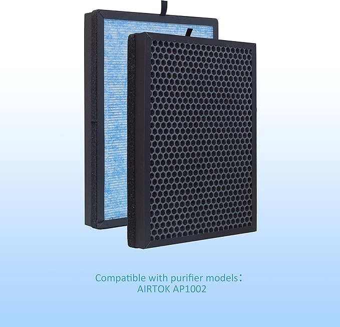 AP1002 H13 True HEPA Replacement Filter, Compatible with AP1002 Air Purifier and Pure Morning APH230C Air Purifier, Compare to AP1002-RF, 2Pack