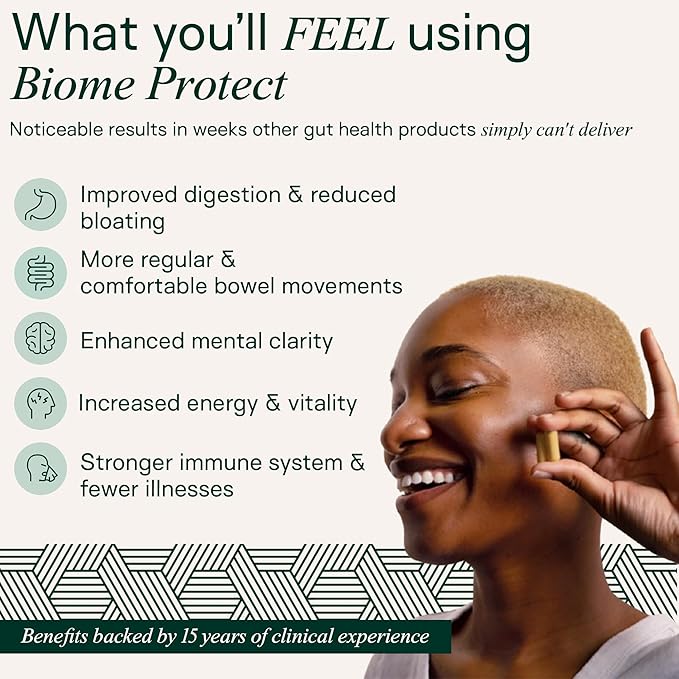 Adapt Naturals 4-in-1 Biome Protect Prebiotics, Probiotics Supplement Postbiotics & Polyphenols for Microbiome, Gut Health & Defense for Women & Men, 30 Day Supply
