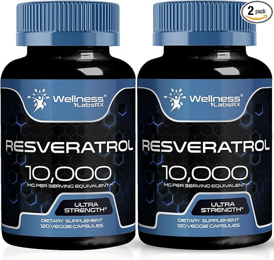 Resveratrol 1000mg Capsules - 240 Count - Japanese Knotweed Extract Resveratrol - Pack of 2