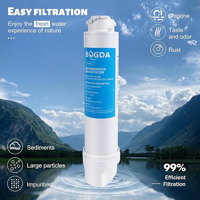 BOGDA Water Filter Fit for EPTWFU01 Frigi-Daire Replacement 4 count, RWF5800A Compatible with Pure-Source Ultra 2, EWF-02, 012505454226, 4562222, Multiple Filtration and Drink Clear, white