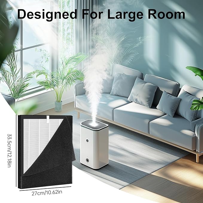 2 Pack KJ190L Replacement Filter,Compatible with MOOKA KJ190L Pet Air Purifier,Suitable for Large Room with 2000 Ft², 2 Replacement Filter & 4 Washable Pre-Filters for Pet-raising family