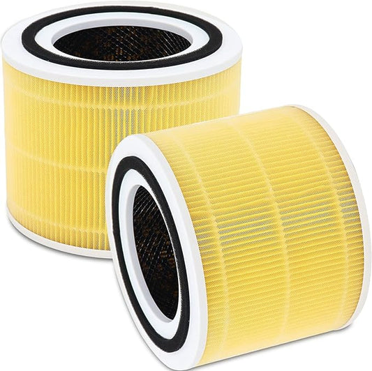 for LEVOIT Core 300 Replacement Filter Compatible with Core 300S Core 300-RF Filters 3-in-1 True Filter High - Efficiency Activated Carbon yellow 2 Pack