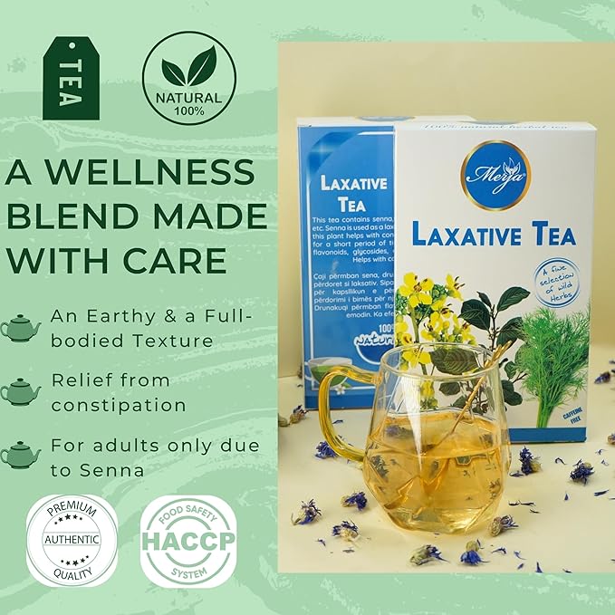 Merja Herbs Laxative Herbal Tea - Tea for Colon Cleanse - Mediterranean Loose Tea - Caffeine Free - 100% Natural & Premium Quality 250gr 8.82 oz
