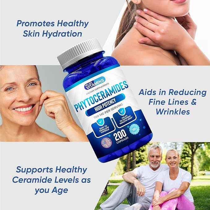 We Like Vitamins Phytoceramides 700mg - 200 Capsules All Natural Wheat Free and Plant Based - Phytoceramide Supplement - 700 mg per Serving - Skin Hydration, Repair, Rejuvination